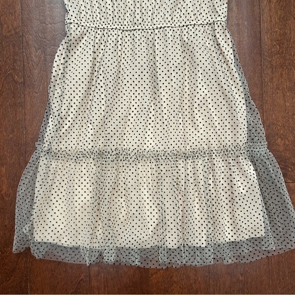 Poppies and Roses Velvet Polka Dot on Beige Netting Kids Dress, Size Large - Picture 8 of 14